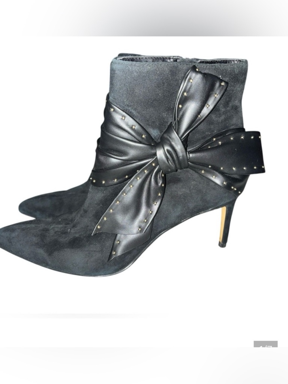 White House Black Market Ashlyn Suede Bow Stud Boots. Size 8.5